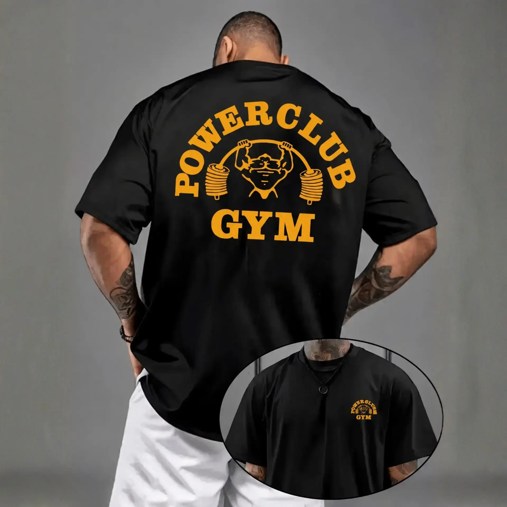 Male Loose-Fitting Crew Neck T-Shirt - Men's Oversized Funny Graphic Print Gym Crewneck, Fitness Training Top, Bodybuilder Weightlifting Gift, Trendy Streetwear Apparel (2xl, 3xl), Multi-Size, Short Sleeve