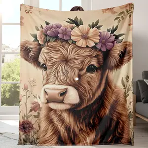 Spooky Floral Crown Flannel Fleece Throw Blanket 280GSM Halloween Ghost Blanket Cozy Warm Lightweight Couch Bed Travel Camping Machine Washable Multifunctional Boo Basket Gift for Family Halloween Party