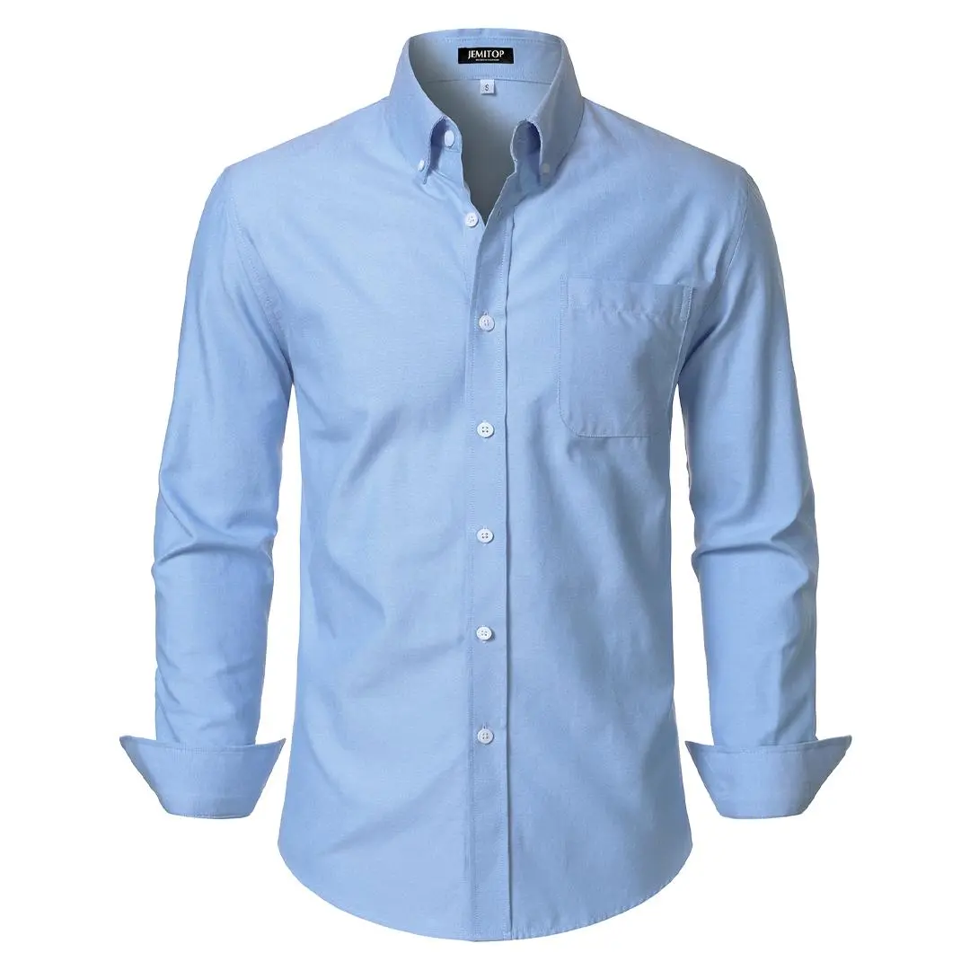 JEMITOP Men's Slim Fit Oxford Shirt, Classic Long Sleeve Button-Down Business Casual Dress Shirt with Pocket, Menswear,back to school,back to school shopping, Casual Formal Basic