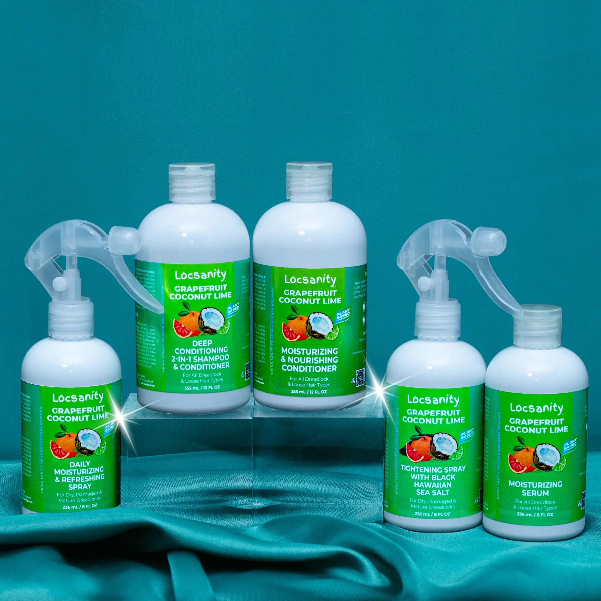 LOCSANITY Grapefruit Coconut Lime Loccare Bundle - Plant Based Haircare Moisturizer, Scalp Care Routine Blend with Castor Oil, Black Hawaiian Sea Salt for Dreadlock Nourishing Frizz Control & Hair Strength, Hydrating, Youth, Cruelty Free, Hair Care Routin