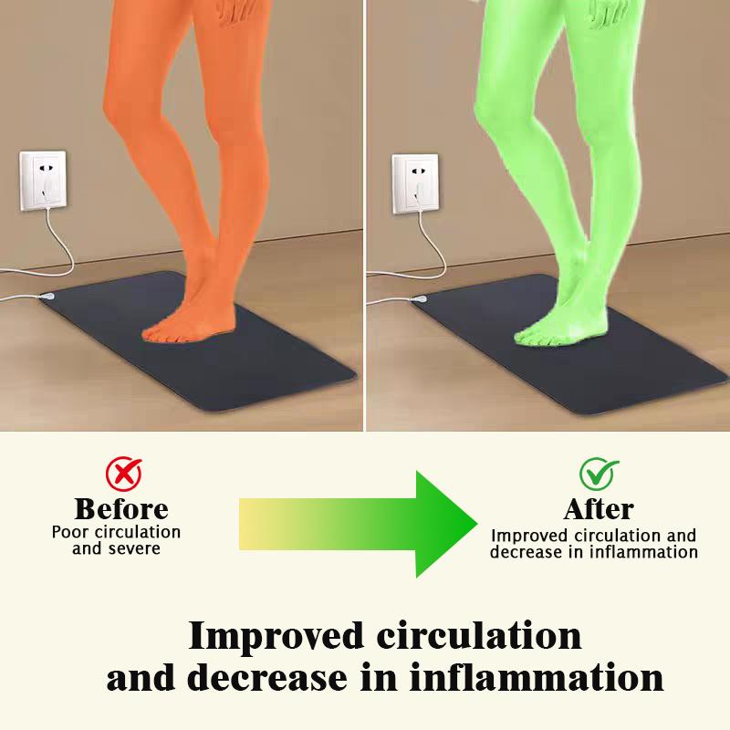 Grounding Mat for Sleep & Wellness, Earthing Mat with Grounding Cord (16x24 in). Black Non-Slip PU Leather & Conductive Carbon Fiber Pad for Bed, Home & Office. Improve Sleep Quality Naturally