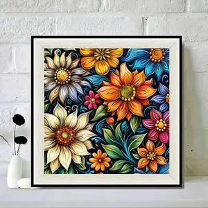 Flower Pattern DIY Diamond Arts Colorful Painting Kit without Frame, DIY 5D Diamond Arts Colorful Painting Kit, Wall Art Decor for Home Bedroom