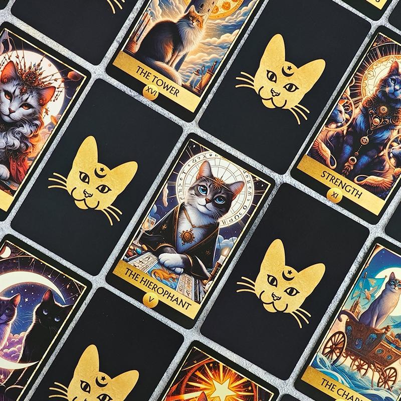 Quirky Cat Tarot Deck, Unique Hand-Drawn Illustrations, Perfect for Beginners & Experienced Readers, Ideal Gift for Cat Lovers, 78 Cards