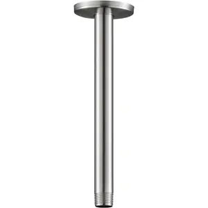 Shower Arm with Flange, 10 in Brushed Nickel Ceiling Mount Replacement Rain Shower  Straight Arm Ceiling-Mounted For Fixed Shower  & High  Rain