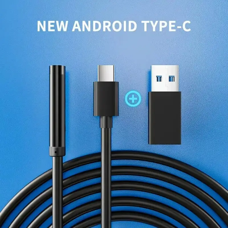 7.0MM TYPE-C Endoscope Camera IP67 Waterproof 6 Leds Adjustable USB Flexible Inspection Borescope Cameras for Phone PC