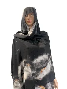 Bati with Kafif Garbasar Elegant Black and Silver Scarf for Women Stylish Versatile Accessory Perfect for Any Occasion