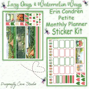 EC Petite Planner | Monthly Sticker Kit | Lazy Days & Watermelon Ways