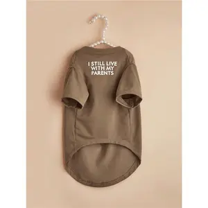 Thin Khaki Pet Letter T-Shirt