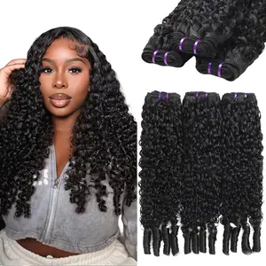 Burmese Curly Bundles Human Hair Extensions, Water Wave Curly End Quick Weave, Natural Black for Styling Flexibility & Versatile Look