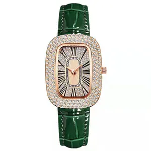 Small Green Pigeon Egg Niche Live Stream Starry Sky Rhinestone Women Watch