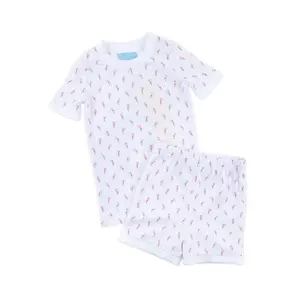 Pink Rosebud Short Pajamas - Soft Knit Girls PJ Set