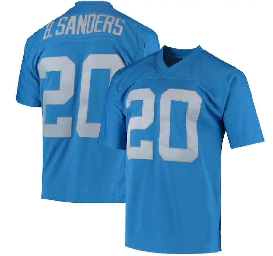1994 90s #20 SANDERS Sewing Embroidery Letters & Numbers Mesh Breathable Big Size S-3XL American Football Jersey Top, Quality Sportswear Football Uniform, Blue