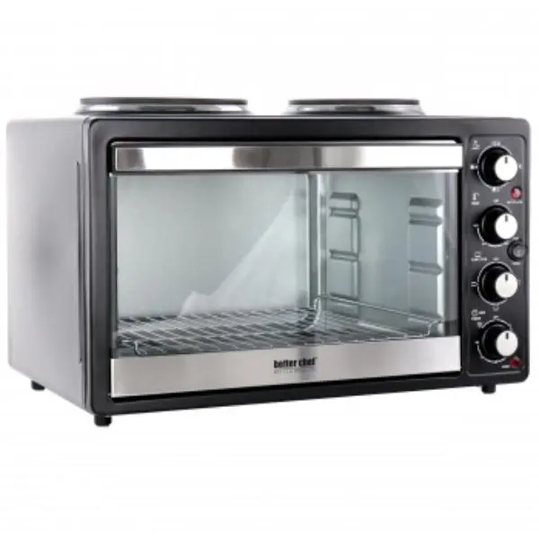 212 MAIN XL Capacity Compact Countertop Oven & Broiler - Better Chef Chef Central Model with Dual Solid Element Burners, Cooking Versatile, Black, for Countertop Use