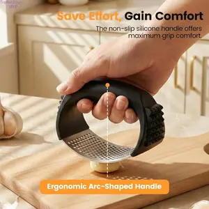Creative Ring Shape Manual Garlic Press, Household Garlic Mincer & Crusher Tool, Easy to Use Garlic Chopper Perfect for Home Kitchen Cooking, Food Prep, Baking, Seasoning Making & Daily Meal Preparation