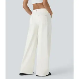Flexible Asymmetric Low-Rise Jeans |   Baggy Wide Leg with Zipper Pockets |   Washed Denim