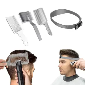 4PCS Haircare Trimming Set - Barber Equipment Kit, Salon Equipment, Home Styling Tool, Hair Cutting Accessories, Guide Combs, Adjustable Silicone Band for Heatless Home Haircuts