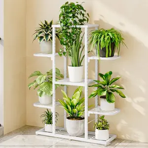 Heavy Duty 7-Tier Metal Plant Stand for Indoor & Outdoor Use – Tall Corner Shelf, Space-Saving Waterproof Display Rack for Multiple Planters, Living Room, Balcony, Patio, Garden, Modern Black