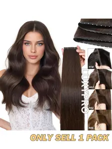 Undetectable Hair Extensions - 30-50 Inch Invisible Hair Extensions for Women, Platinum Highlights, PU Hole Hair Weft Human Hair Remy Weft Color 1b Nature Black Straight Human Hair Bundles, Bulk Human Hair