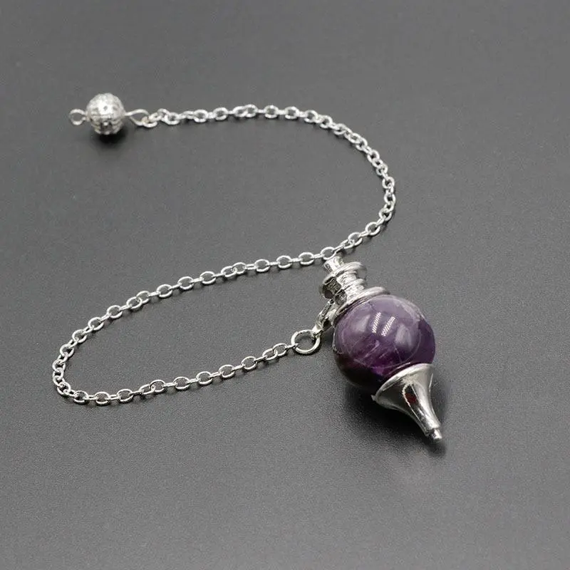 Detachable Amethyst Crystal Pendulum with Metal Plated Gold Chain, Natural Stone Healing Point for Dowsing, Divination Tools, Home Decoration