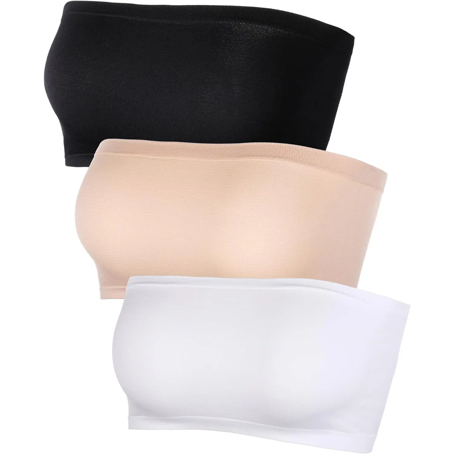 Women's Bridal Wirefree Strapless Seamless Bralette - Soft Stretchy Non-Padded Bandeau Tube Top, 3-Piece Womenswear Basic, Wirefree Bra, Strapless Bras, Bridal Lingerie, Invisible Style Strapless Bras