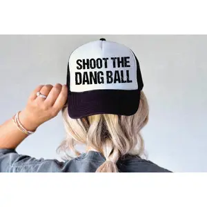 Shoot The Dang Ball - UNISEX BLACK AND WHITE TRUCKER HAT