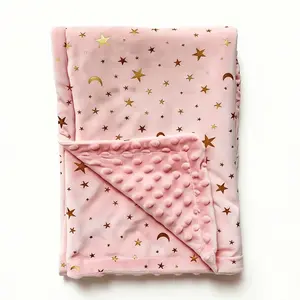 Cute Baby Blanket, Star Moon Pattern, Comfortable Newborn Night Sleep Crib Cover, Portable Unisex Swaddling Cloth
