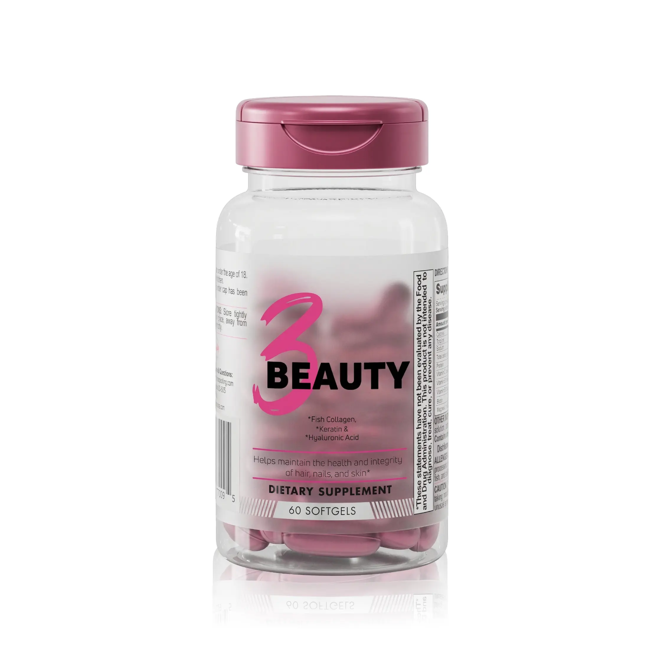 BENFIT Collagen Softgels Supplement - 60 Edible Capsules with Keratin, Hyaluronic Acid, Biotin, Vitamins, Zinc for Hair Health, Skin Care & Nail Care (Health & Beauty Wellness Support)