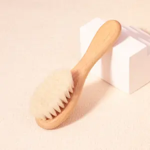 Soft Pure Wool Hair Brush with Wooden Handle, Neck Hair Remover Brush for Salon and Home Use, Gentle Hair Care Tool