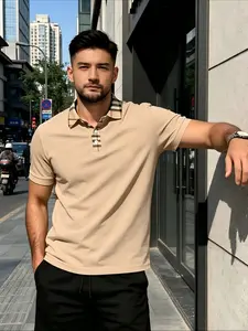 Luxury Style Men's Plaid Casual Polo Shirt, Polo Top, Comfortable and Stylish, Perfect for Daily Wear