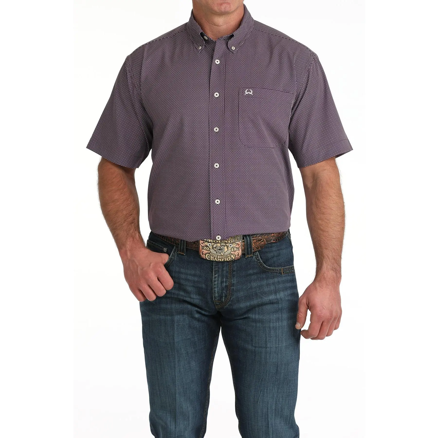 Cinch Men's ArenaFlex Purple Printed Button-Down Shirt