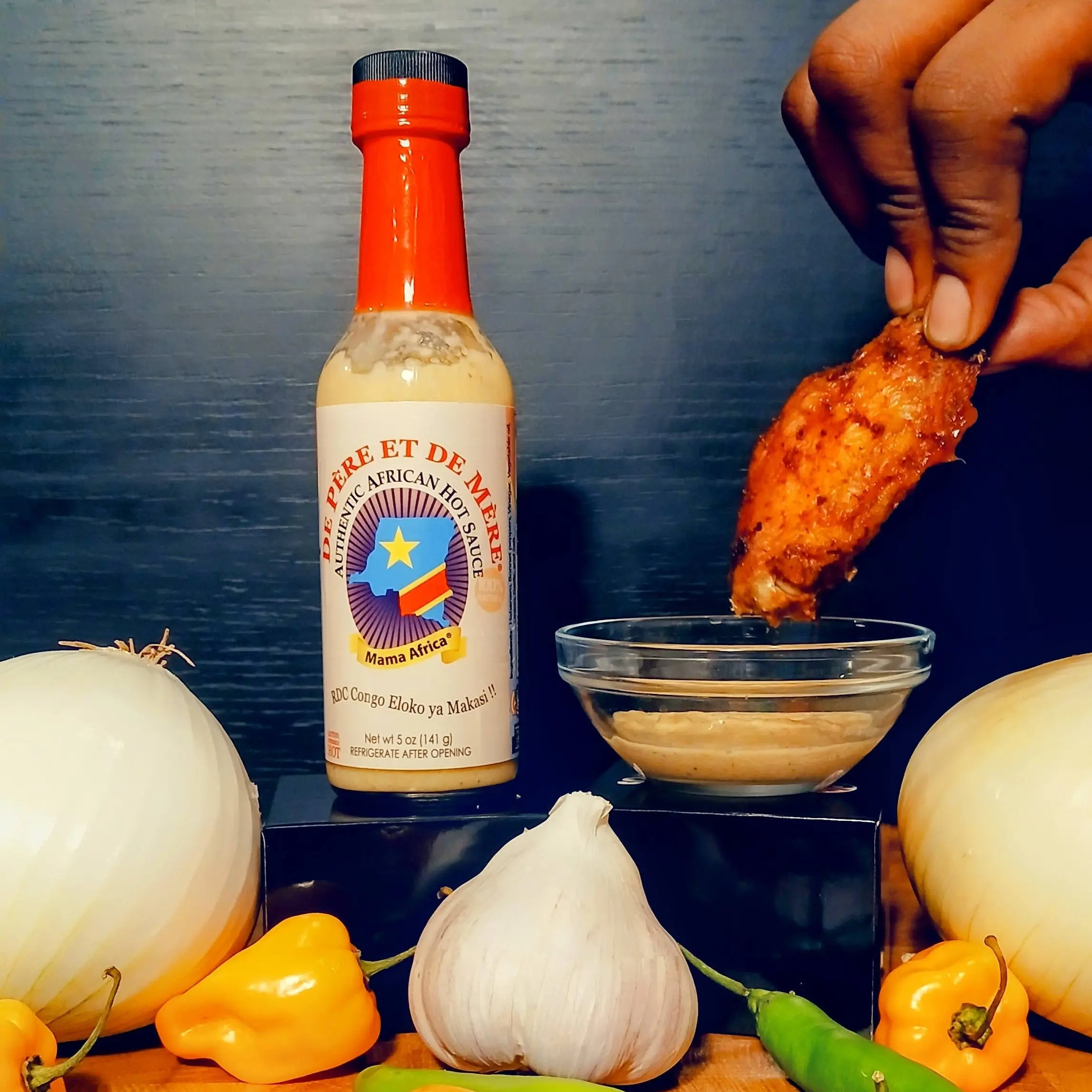 Mama Africa De Père et De Mère Authentic African Hot Sauce - RDC Congo Eloko ya Makasi!! - Dip, Garlic crushed scotch bonnet