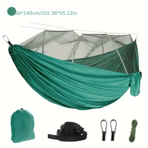 This outdoor hammock comes with a mosquito net and is made of ultra-light 210T nylon fabric, making it convenient to carry. Suitable for hiking, camping, and other outdoor activities