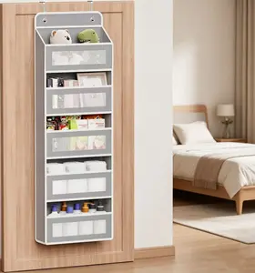 Door-Mounted Space-Saving Storage Rack - 5 Large Compartments, Tilt-Preventing Design, 44 lbs Weight Capacity, Suitable for Bathrooms, Bedrooms ideal valentine kitchen gadget clearance side pocket multi-layer shelf anti-tip