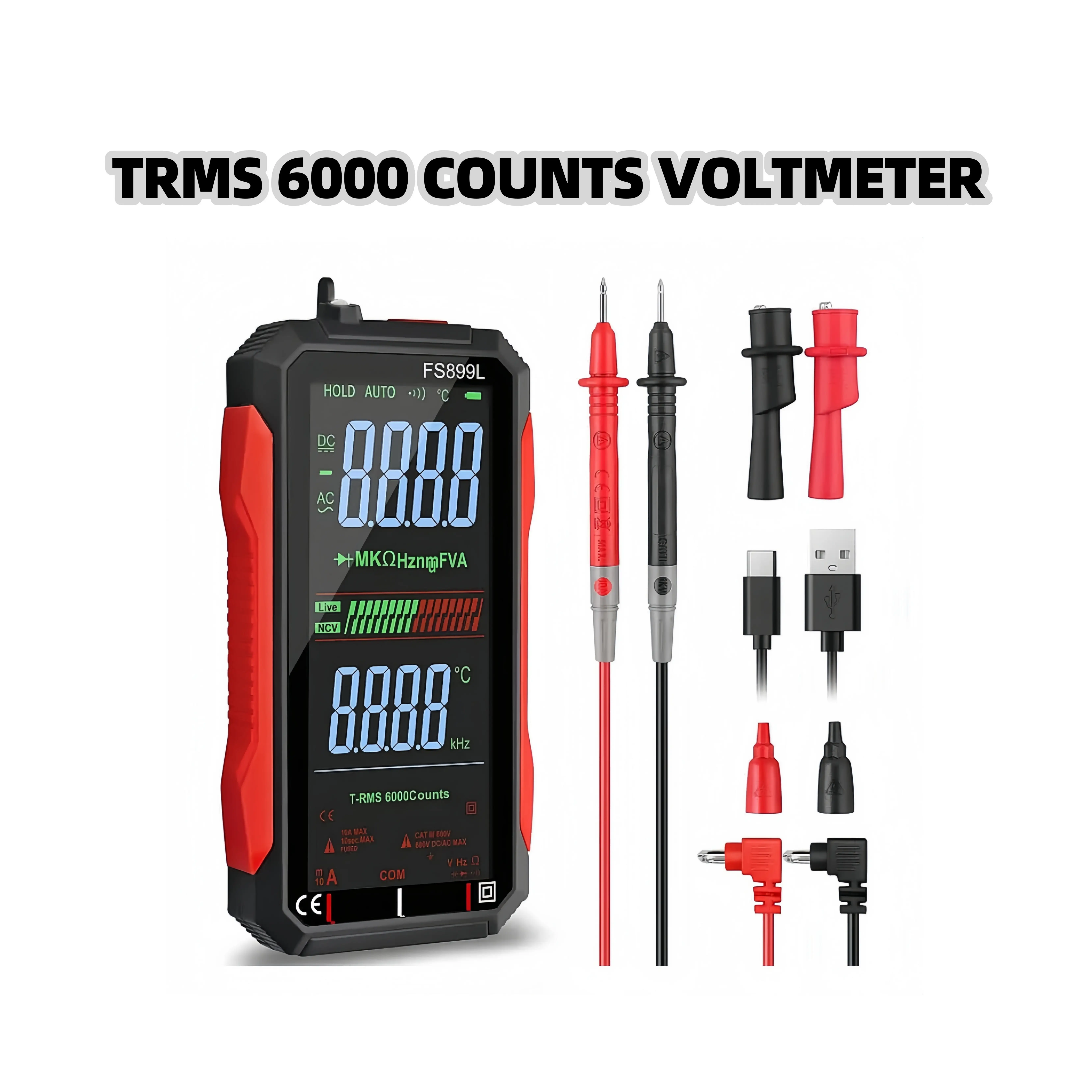 TRMS 6000 Counts Digital Voltmeter—Reliable Voltage Tester for Home, Auto & Industrial Use,electrician tools