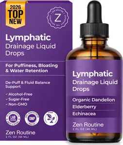 Zen Routine Lymphatic Drainage Drops - Organic Dandelion, Echinacea & Elderberry - Herbal Fluid Balance & Bloating Support - Gentle Daily Detox & Immune Wellness - Alcohol-Free Liquid - 2 fl oz - Natural Dietary Supplement