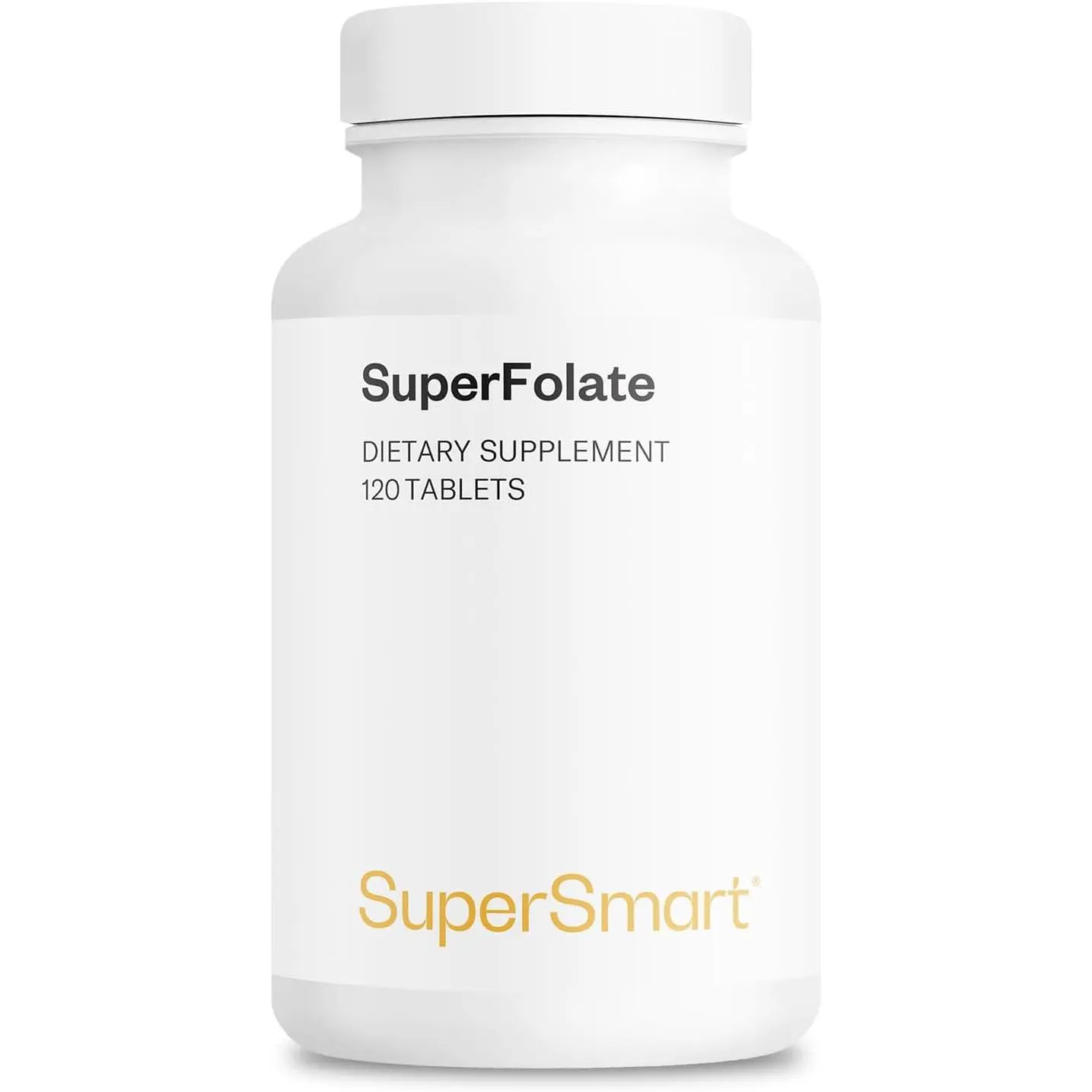 Supersmart - SuperFolate 400mcg / 4g per Day (Patented & Bioavailable) - Quatrefolic 5-MTHF Supplement - Active Folate Vitamin B9 | Non-GMO & Gluten Free - 120 Tablets