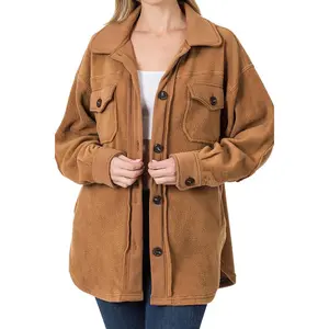 Winter Ready Deep Camel Fleece Shacket