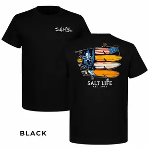 Salt Life Surfboards T-Shirt 2 Sided – American Flag Boards T-shirt for men