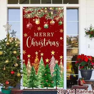 Christmas Door Hanging Banner Merry Christmas Decoration For Home 2025 Navidad Christmas Wall Decor Xmas Gift New Year 2026