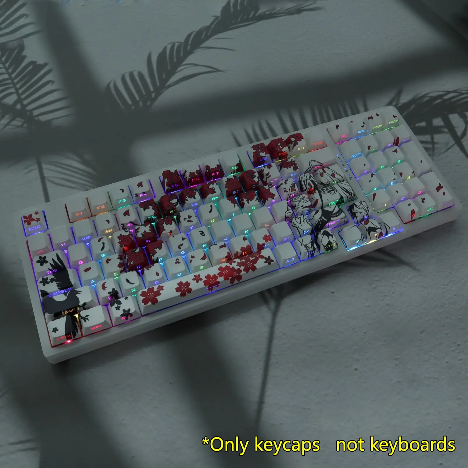 Japanese Anime Keycaps Set, Double Shot PBT Shine Through Keycaps, Cherry Profile Dye-Sub Custom Key Caps, MX Switch Mechanical Keyboard Replacement Keycaps, Gaming Items
