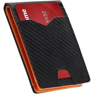 Men's Wallet slim wallet Carbon Fiber Bi-Fold Wallet - RFID Blocking Ultra Thin Card Holder (Holds 10+ Cards) Business & Travel Essential (Perfect Day Gift)