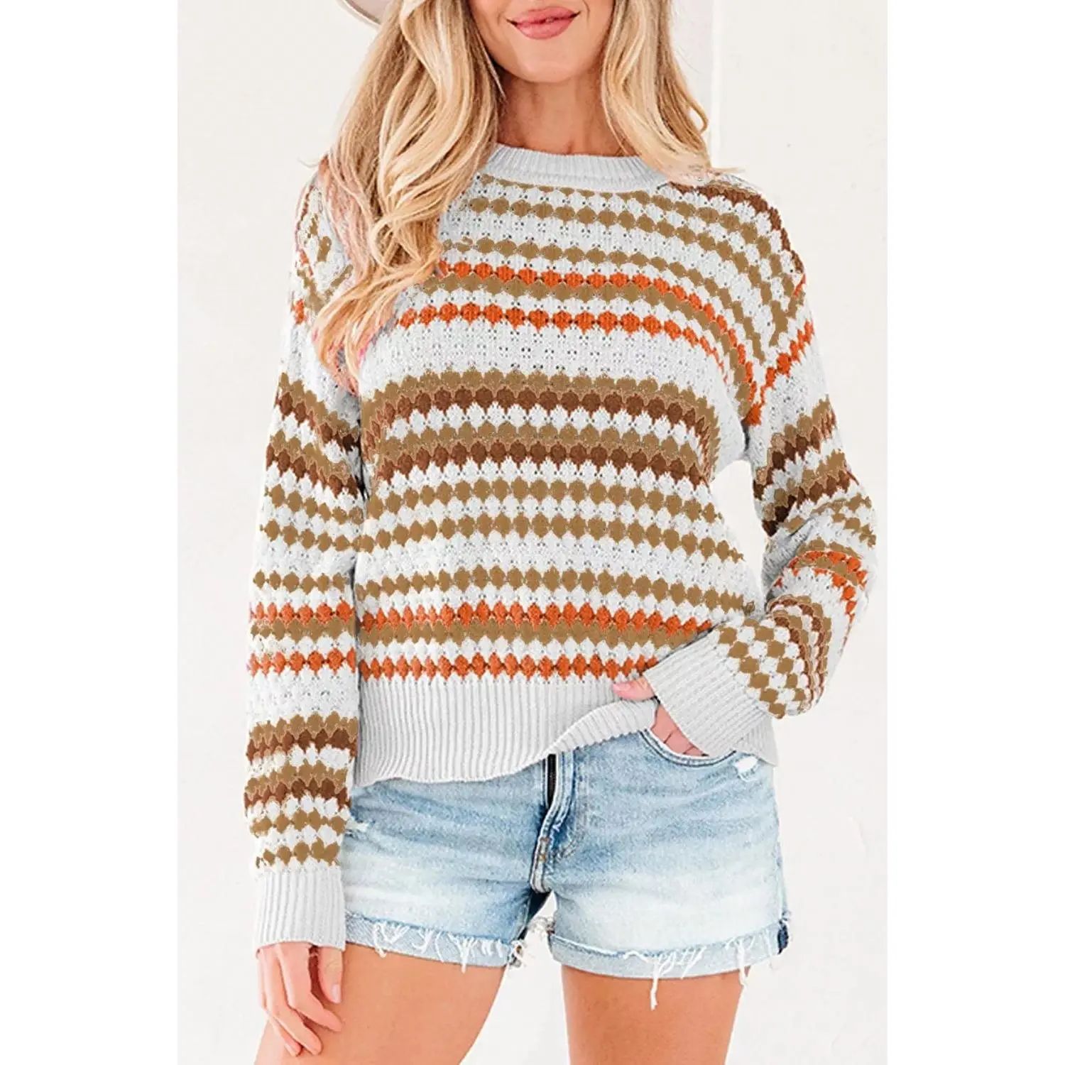 Striped Geometric Pattern Sweater