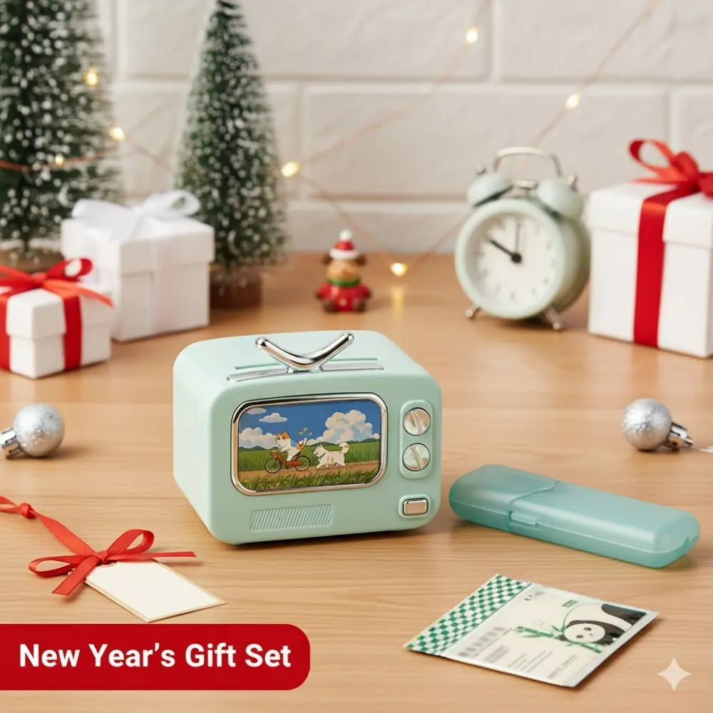 Retro TV-Style Toothpick Holder with Automatic Pop-Up Dispenser | Mini Portable Container + 150 Toothpicks Included – Suitable for Kitchen and Dining Room Christmas gift