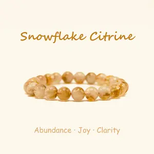 Snowflake Citrine Natural Crystal Bracelet Energy & Wealth Focused Merchant’s Stone Fashionable Elegant Adjustable Hypoallergenic Jewelry for Entrepreneurs