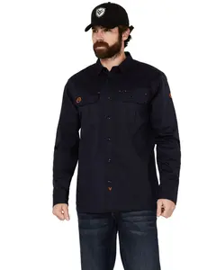 Hawx Men's Men'S Fr Woven Long Sleeve Button-Down Work Shirt - Hxfrsp24w74-Nvy