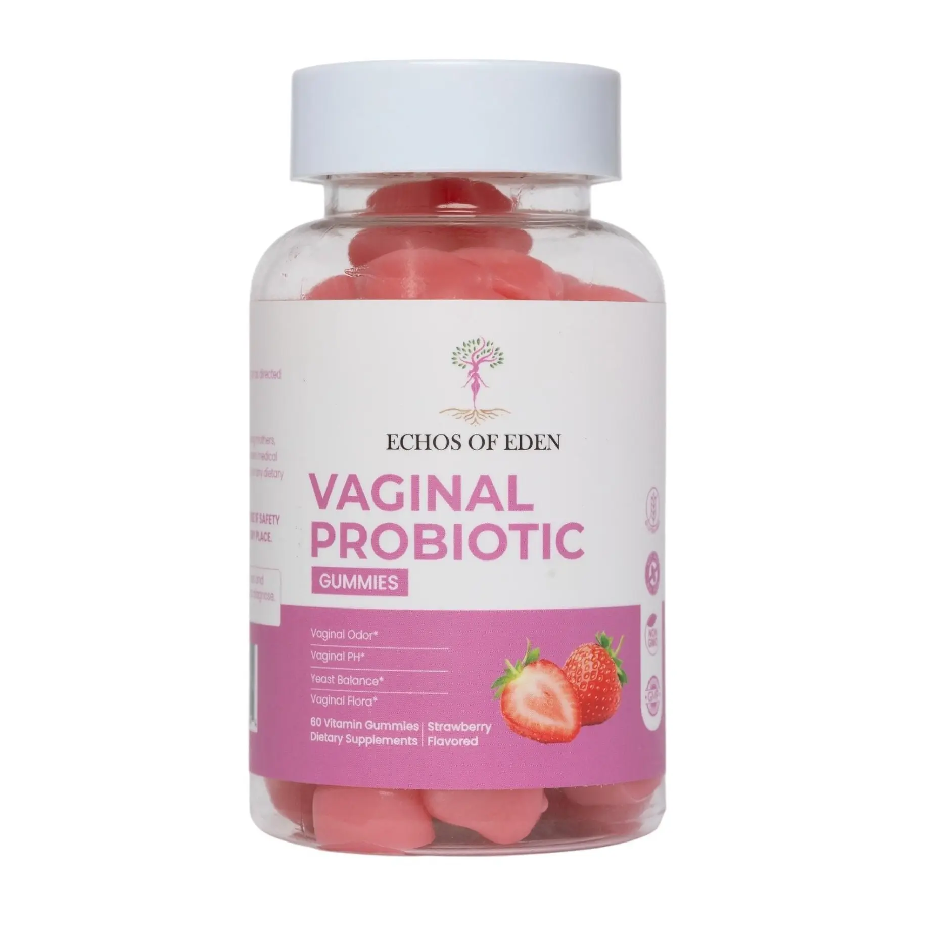 Echos of Eden Women's Probiotic Gummies – Strawberry Flavor Synbiotic Formula with Probiotics & Prebiotics for Feminine Balance, Digestive Comfort & Daily Wellness (60 Count)