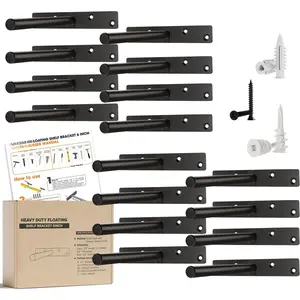 6" Floating Shelf Bracket Heavy Duty (16 pcs) - Solid Steel Blind Shelf Supports -  Brackets for Floating  Shelves - Blind Shelf Support - Shelving Mounting Hardware Included (Pack16)