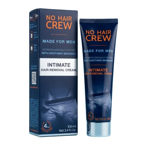 No Hair Crew INTIMATE Hair Removal Cream for Men - Gentle Foam Formula, 100ml, Dermatologically Tested, Fast Action, Body Care Cosmetic