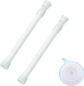 2 Pack Small Tension Rods 7 in to 11 Curtain Rods Window Rods in Extendable Width Spring Cupboard Bars for Kitchen Utensils, Closet, and Cabinet, Fit in The Spaces to Stay Up