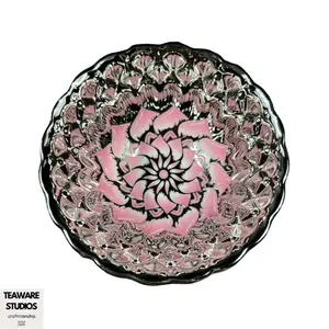 Silver Pink Lotus Scalloped Edge Handmade Jianzhan Teacup